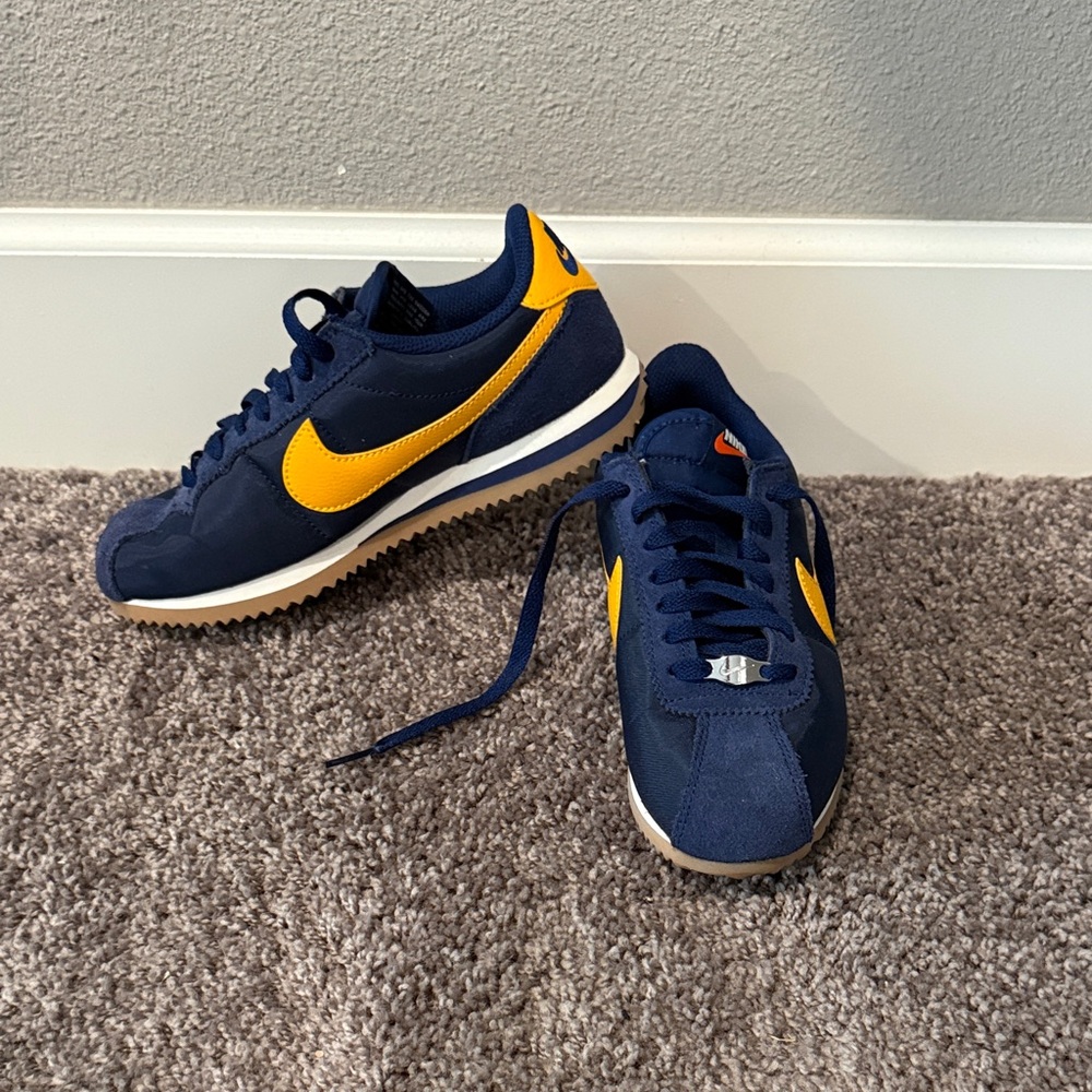 Nike Navy and Gold Cortez shoes